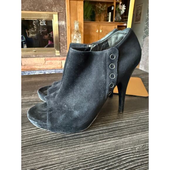Via Spiga Black Suede Open-Toe Heel Bootie Sz. 7 - Picture 7 of 7